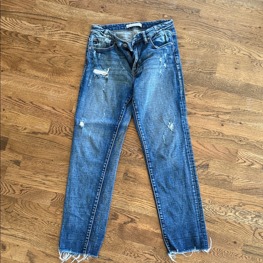 KanCan Distressed Boyfriend Jeans in Blue